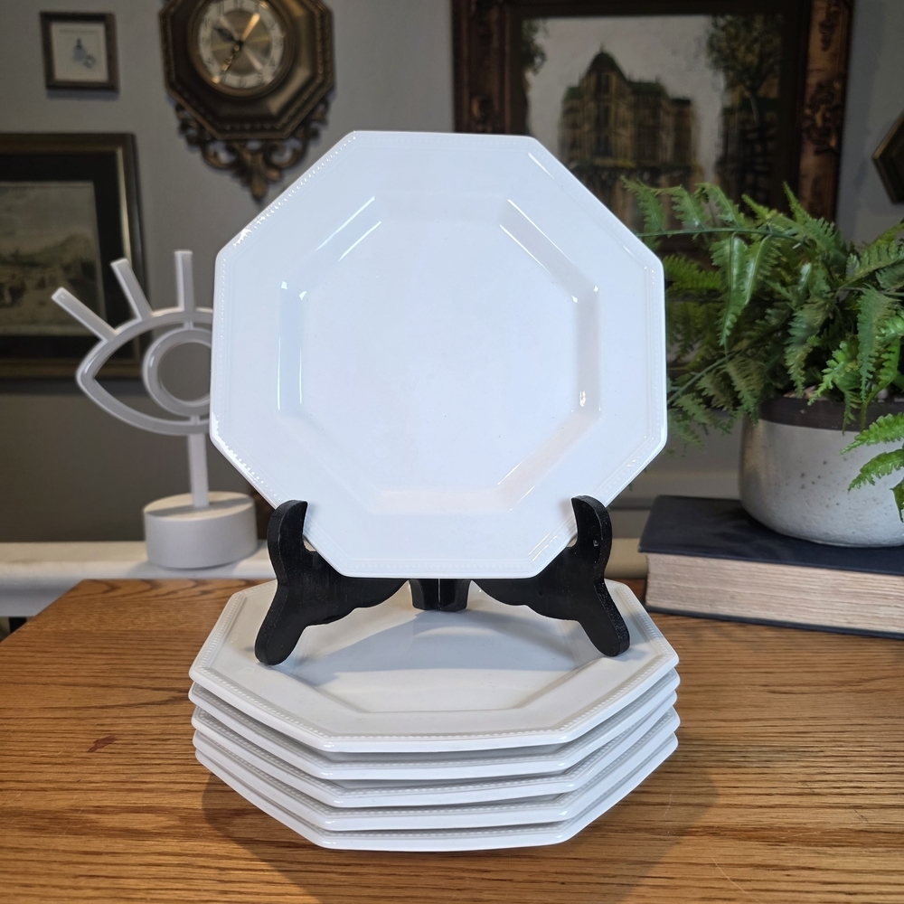Vintage Johnson Brothers Heritage White Octagonal Salad Plates Set of 6 England
